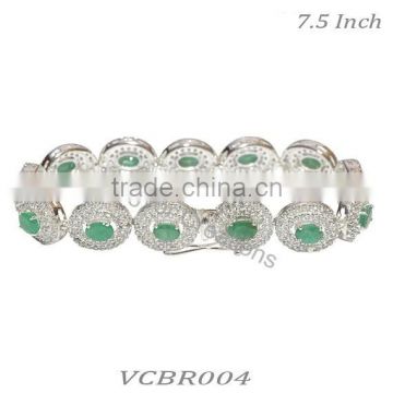 925 Sterling Silver Emerald Bracelet. Wholesale Bracelet Jewelry Emerald Handmade Bracelet Jewelry Supplier