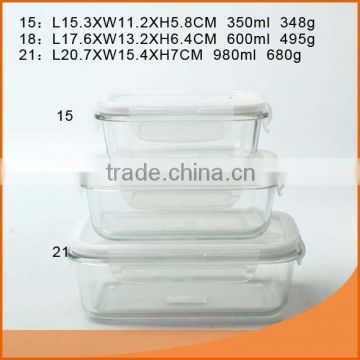 Food grade airtight borosilicate glass food container set with CE certificate