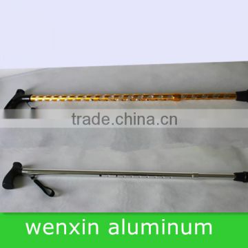 aluminum walking stick surface with gold anodizing