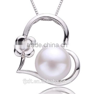 10-11mm silver plated platinum AAAA grade pearl clover pendant necklace