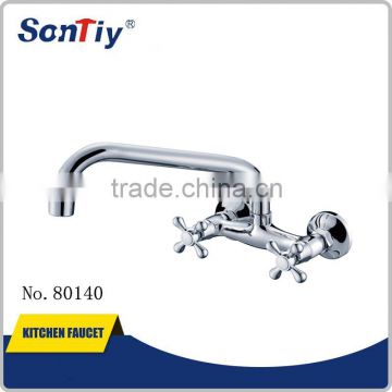 High quality sink wall mounted double handle zinc or brass kitchen faucet