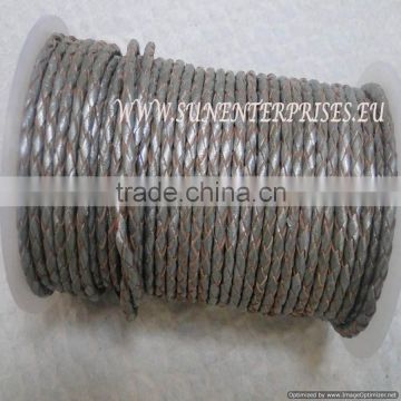 Braided Leather cords -Breided Leather Corder 3 mm item 1 Metallic Grey