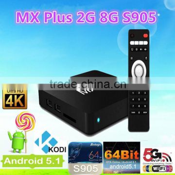 2016 ott Android Tv Box Mx Plus Quad Core 2G/8G 1080P Set Top Box Receiver Tv Box 2Gb Ram