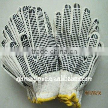 knitted cotton gloves yellow pvc dots