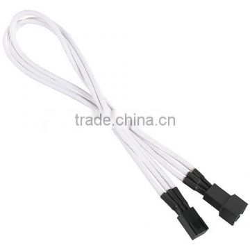 3 Pin Fan Extension Sleeved Cable 30cm Wire - White / Black