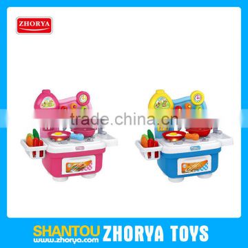 Kids kitchen play set high quality children table ware toy table ware with cooking tool food washing basin and clock toys