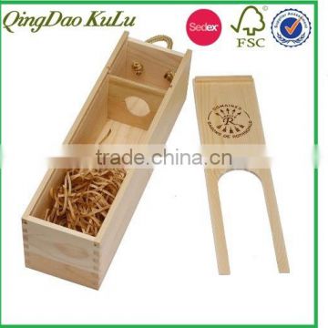 eco friendly cheap unfinished wooden wine box with slide lid