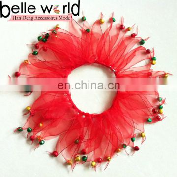 Cute Party Pet Accessory Red Tulle Dog Collar With Bell