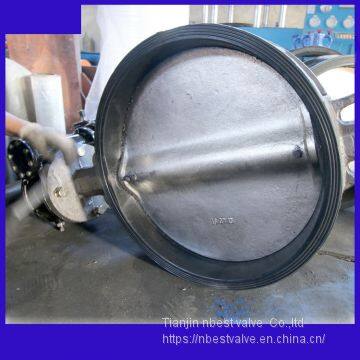 D371XP-10P PN10 SS304 body SS304 disc wafer butterfly valve DN350 with worm gear