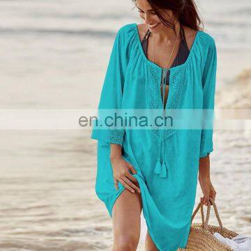 2019 Europe and the United States new large size loose women's outer cover shirt beach sunscreen smock