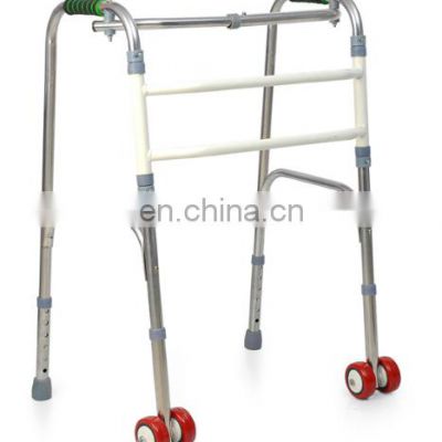 High grade stainless steel folding adult walker with seat and wheels