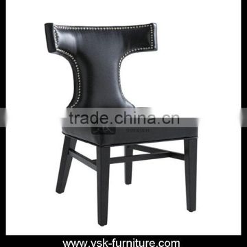 DC-173 Real Leather Restaurant Chair Solid Wood Legs Modern Design