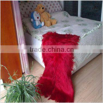 Genuine Fur Long Hair Goat Fur Carpet Rug Throw Bedspread