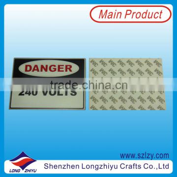 3M Self adhesive stickers aluminum stamped metal nameplate plaque badge with etching and paint filling
