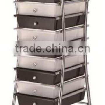 Removable plastic 10 tiers splayed drawer storage cart