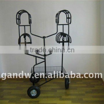 Powder coated steel horse saddle cart