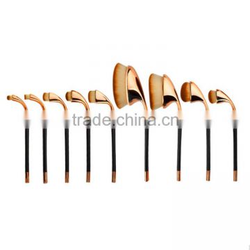 Newly design 9 pieces rose gold golf makeup brush
