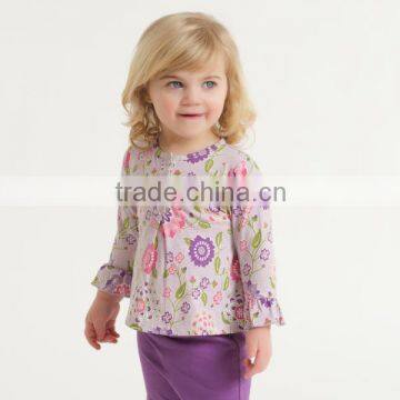 DB743 dave bella 2014 spring/ autumn printed long sleeve baby clothing sets for girl wholesale printed sets baby clothing sets