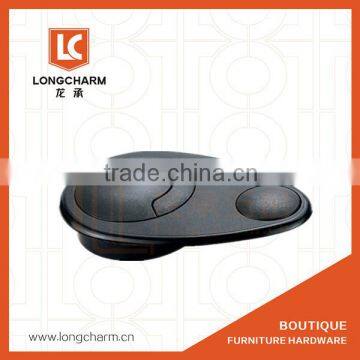 60mm Peach-shape black plastic desk cable grommet