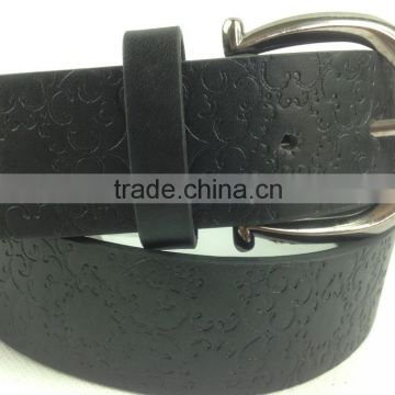 high quality embossed design fake leather belt for girl