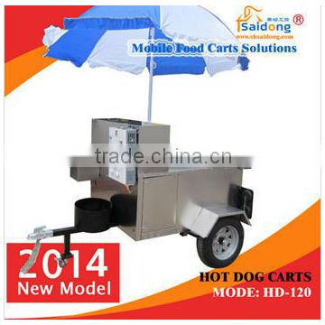 New design China mobile fast food cart with wheels manufacturer with cheap price
