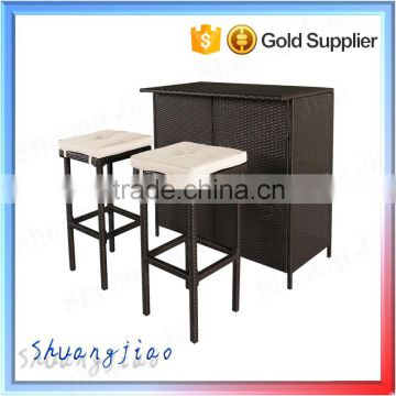 top supplier high quality ready made outdoor wicker patio rattan bar stool table chair sets