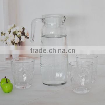 high quality waterpitcher glass bottle set with handle and 4 cups offerd by cattelan glassware