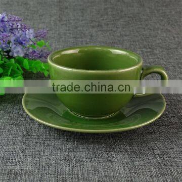 wholesale cheap ceramic green color ceramic cups and plates