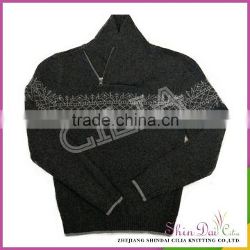 Can be customized private label knitted woollen pullover sweater with zipper
