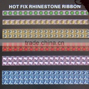 Hot fix rhinestone ribbon 3row crystal banding
