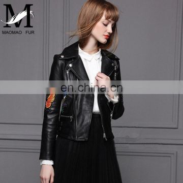 2017 Fashion Real Leather Jackets Wholesale for Women Cool Leather Lady Jacket