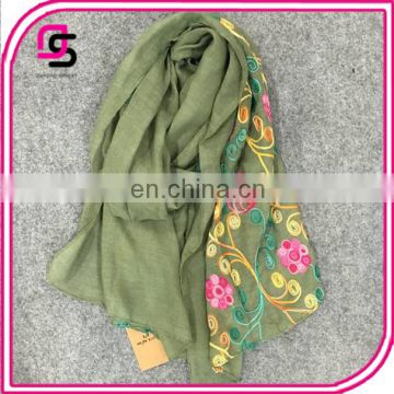 2017 Hot women tops beautiful flower embroidered cape green special scarf