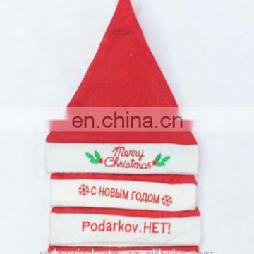 OEM Wholesale Customized Embroider Logo Non woven Fabric Santa Claus Christmas Hat Bulk Decoration