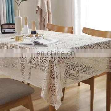 Farmhouse handmade crochet Vintage Lace Design tablecloth geometric cotton tablecloth party table cloth
