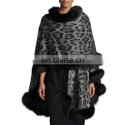 Girls Cashmere Shawls With Fox Fur Trimming