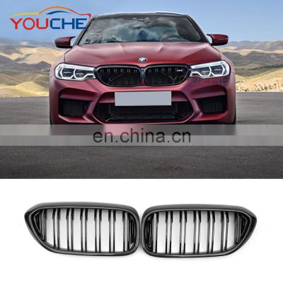 G30 G38 Carbon Fiber Car Front Grille double line kidney Grille gloss black for BMW 5 series G30 G38 2017+