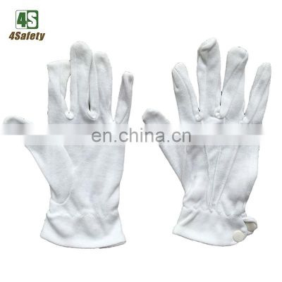 4SAFETY cheap thin white cotton parade inspection gloves with button