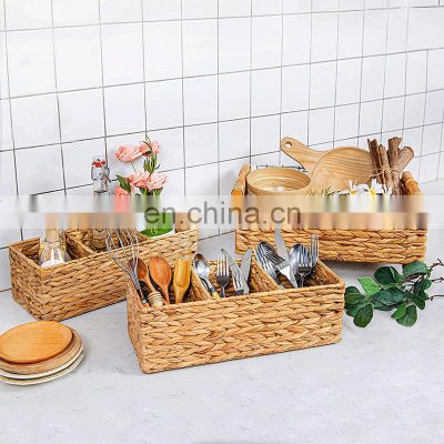 wholesale natural 100% hand-woven bread organizers and water hyacinth storage baskets for food pantry