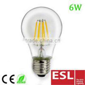 hight quality led filament bulb e27/b22 a60 6w e27 filamet lamp 2016 new design