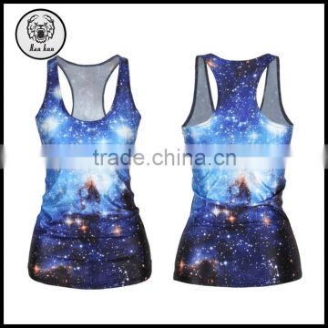 Images of Ladies Casual Tops 2015 Wholesale Blue Star Sky Print Tank Tops for Women