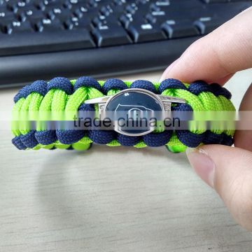 Football team logo paracord bracelet fashion three colors 550 parachute cord bracelet with cahrm logo wholesale
