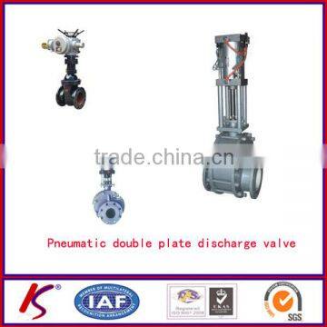 Pneumatic double plate discharge valve