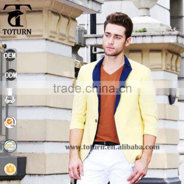 2016 Mens Solid lien blazer yellow blazer for men