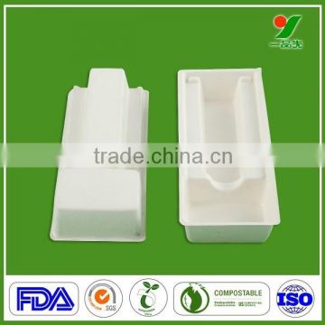 Eco Friendly sugar cane fiber OEM/ODM Disposable paper pulp tray white color