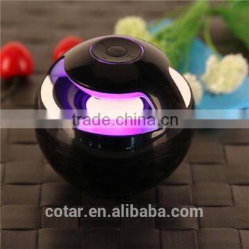 2015 black mini bluetooth speaker with led light cool round shape wireless speaker