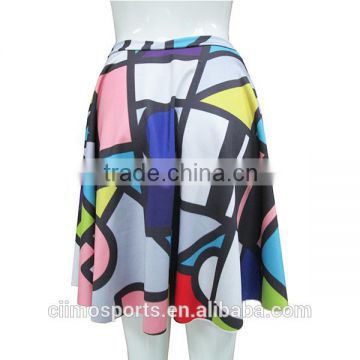 2015 New Fashion Wholesalers Ladies Skirt Colourful Tartan Girl's Skirt Sublimation Printing Skirt