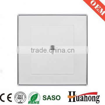 White pc TV wall socket with silver frame