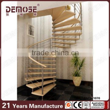 indoor spiral steel wood staircase