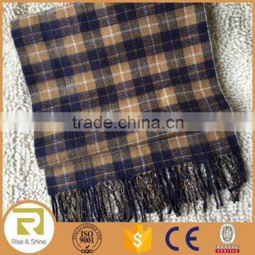 Wholesale 80% Acrylic 20% wool grid jacquard fringed super soft shawl scarf
