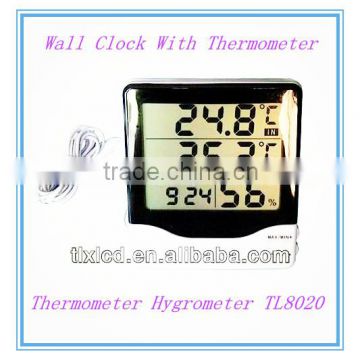 Digital wall clock with thermometer hygrometer LCD display TL8020
